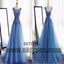 Charming Scoop Appliques Ball Gown Tulle Prom Dresses, Lace Up Prom Dresses, TYP0485