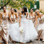 Spaghetti Straps Champagne Mermaid Bridesmaid Dresses with Criss Back, TYP1778