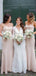 Elegant Spaghetti Straps Blush Pink Elastic Silk Mermaid Long Cheap Bridesmaid Dresses, BDS0062