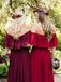 Off the Shoulder Burgundy Bridesmaid Dresses Cheap Long Bridesmaid Dresses, TYP1238