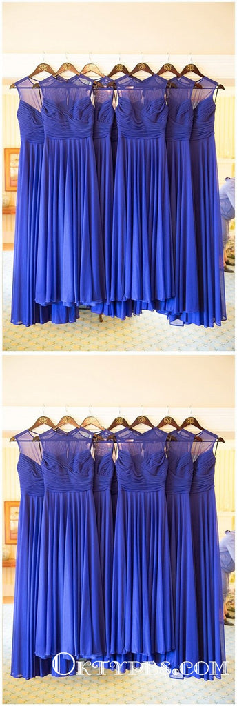 A-line Royal Blue Chiffon Long Wedding Guest Dresses Bridesmaid Dresses, TYP1854