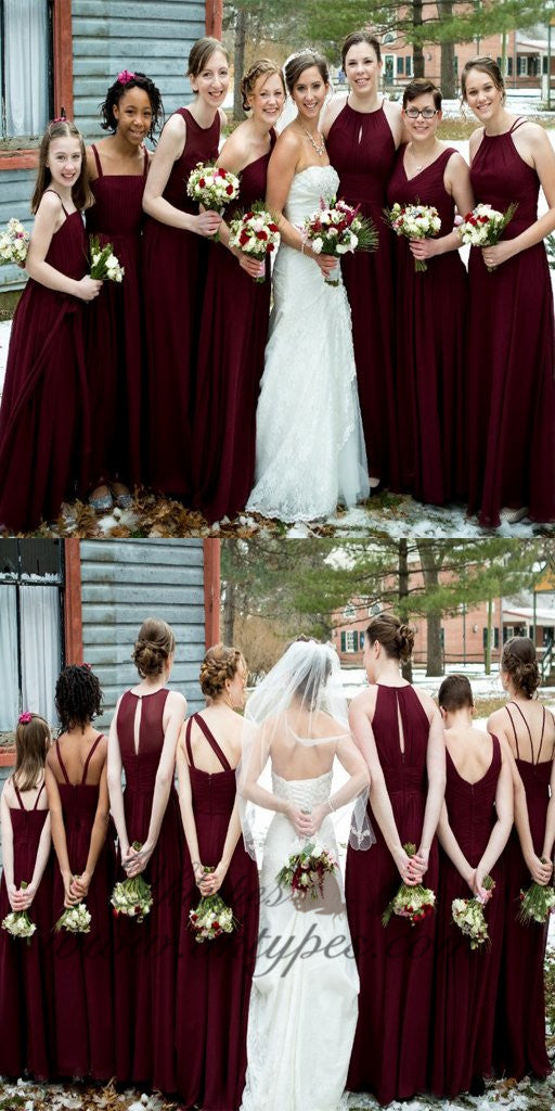 Burgundy Chiffon Bridesmaid Dresses, Dark Red Cheap Long Bridesmaid Dr Oktypes Burgundy Chiffon Bridesmaid Dresses, Dark Red Cheap Long Bridesmaid Dr Oktypes