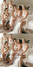 Unique Sheath Halter Knee-Length White Bridesmaid Dresses with Keyhole, TYP1473
