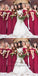 A-Line Off-the-Shoulder Burgundy Chiffon Bridesmaid Dresses, TYP1402