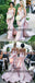 Mismatched Pink Mermaid Ruffles Bridesmaid Dresses, Lace Up Long Train Bridesmaid Dresses, TYP0478