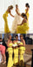 Unique strapless Yellow Long elastic satin Bridesmaid Dresses, TYP1557