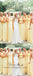 Long Chiffon Halter Backless Yellow Bridesmaid Dresses Plus Size, TYP1201