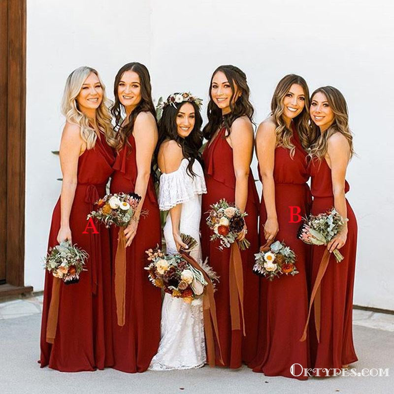 Mismatched Charming Cute Burgundy Chiffon Long Cheap Wedding Party Bri Oktypes Mismatched Charming Cute Burgundy Chiffon Long Cheap Wedding Party Bri Oktypes