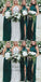 Sheath High Neck Long Cheap Dark Green Bridesmaid Dresses with Split, TYP1367