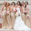 Sparkly Champagne Sequin Sweetheart A-line Long Cheap Bridesmaid Dresses, BDS0058