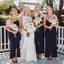 Sweetheart Charming Navy Blue Satin Long Floor-Length Cheap Bridesmaid Dresses, BDS0028