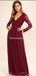 A-line Burgundy Chiffon Long Sleeves Lace Bridesmaid Dresses, TYP1231