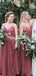 Charming A-Line Spaghetti Straps Dusty Rose Chiffon Bridesmaid Dresses, TYP1477