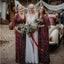 Newest V-neck Half Sleeve Burgundy Sequin Long Cheap Bridesmaid Dresses, BDS0106