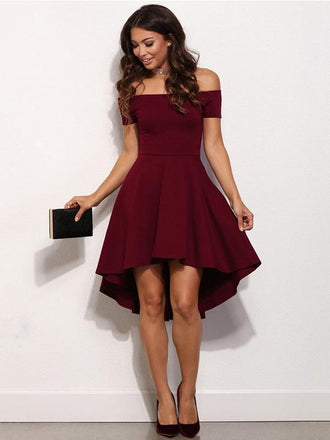 Off Shoulder Dark Red Cheap 2018 Homecoming Dresses Under 100, TYP1142