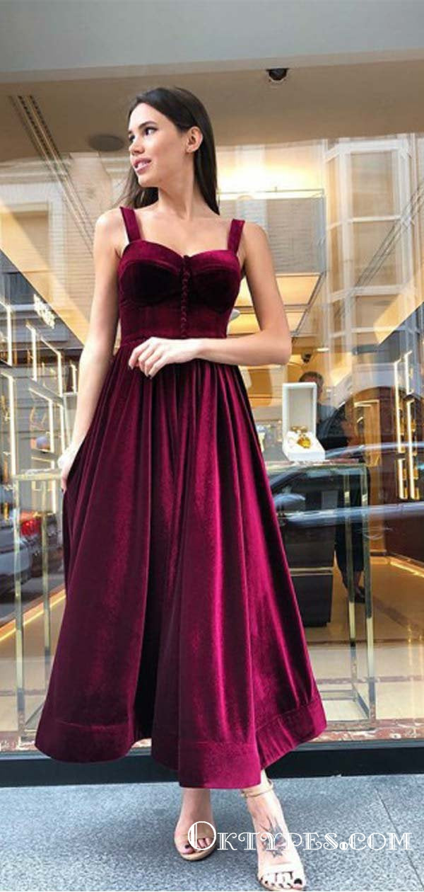 Burgundy velvet best sale prom dress