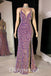 Sexy Shiny Sequin Spaghetti Straps V-Neck Sleeveless Criss Cross Lace Up Side Slit Mermaid Long prom Dresses, PDS0832