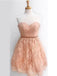 Sweetheart Champagne Lace Cheap Short Homecoming Dresses Online, CM591