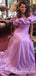 A-Line Off the Shoulder Lilac Long Prom Dresses with Ruffles, TYP1636