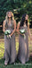 Elegant V Neck Grey Chiffon Simple Long Cheap Bridesmaid Dresses, TYP2007
