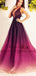 Elegant Deep V-neck Unique Colors Long Cheap Chiffon Prom Dresses, TYP1465