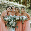 Coral Chiffon Long Cheap Bridesmaid Dresses With Side Slit, TYP1754