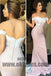 Light Pink Prom Dresses, Long Mermaid Prom Dresses, Off-shoulder Lace Prom Dresses, Zipper Prom Dresses, TYP0068