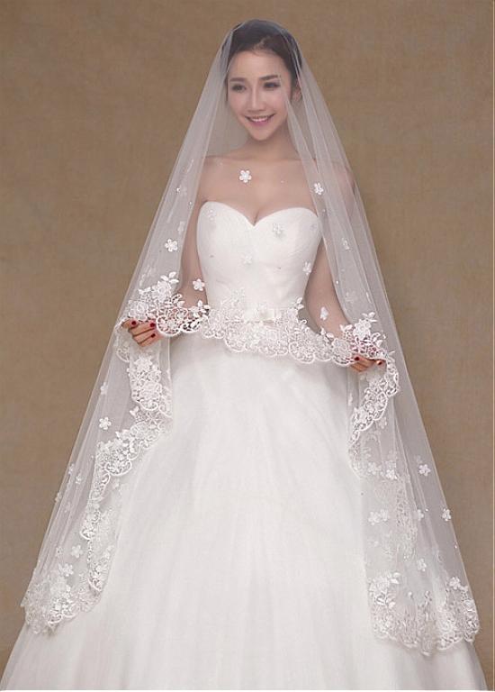Affordable Lace Bridal Veils and Wedding Veil Long Length Tulle –  BestWeddingVeil