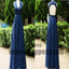 V-neck Top Lace Long Floor Length Satin Bridesmaid Dresses, Open-back Bridesmaid Dresses, TYP0490