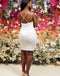 Charming Special Fabric Spaghetti Straps Cowl Criss-Cross Short Homecoming Dresses, HDS0082