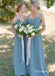 Charming Dusty Blue Chiffon Long Cheap Bridesmaid Dresses, TYP1777
