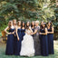 Elegant Sweetheart Navy Blue Long Jersey Bridesmaid Dresses, TYP1558