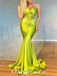 Sexy Shiny Satin Sweetheart V-Neck Sleeveless Mermaid Long Prom Dresses,PDS0539
