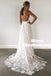 A-Line Straps Backless Court Train Lace Beach Wedding Dresses, TYP0858