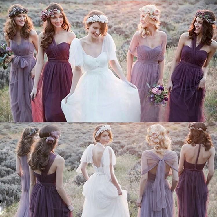 Convertiable Mismatched Tulle Long Wedding Party Dresses Cheap Charming Bridesmaid Dresses, TYP0310