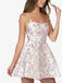 Beautiful Lace-Up A-Line Short Homecoming Dresses With Small Floral Pattern , HDS0089