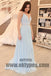 Light Blue Spaghetti Strap Sequin Chiffon Prom Dresses, Backless Prom Dresses, TYP0360