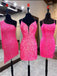 Mismatched Sequin Pink Prom Dress / Short Homecoming Dresses , HDS0088