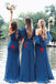 Mismatched Blue Long Cheap Chiffon Bridesmaid Dresses, TYP1759