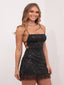 Black Sequin Sweetheart Lace Up Sheath Short Mini Homecoming Dresses, HDS0102