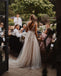 Charming V-neck Lace Appliqued Tulle A-line Long Cheap Wedding Dresses, WDS0044