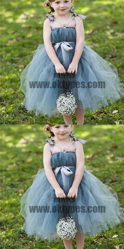 Dusty Blue Pix Tutu Dresses, Tulle Flower Girl Dresses, Cheap Little Girl Dresses for Wedding, TYP0628
