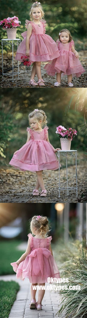 Simple Cute Tulle Dusty Pink Sleeveless Popular Little Girl Dresses, T ...