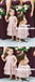 A-Line Round Neck Long Blush Tiered Tulle Flower Girl Dresses, TYP0909