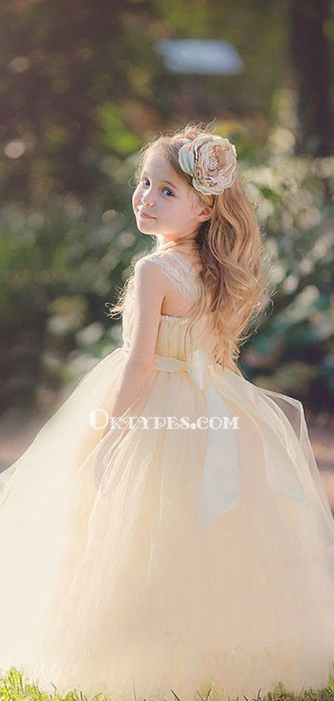 Hot Sell Strap Ball Gown Flower Girl Dresses With Bow, Cute Flower Girl Dresses, TYP0766