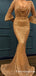 Mermaid 3/4 Sleeves V-neck Long Mermaid Ruffles Sequins Prom Dresses, TYP1693