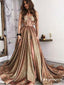 Champagne Sweetheart Sequin Long Appliques Evening Gowns Prom Dresses, TYP1697