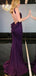Mermaid Crew Long Cheap Grape Jersey Backless Sleeveless Prom Dresses with Ruffles, TYP1356