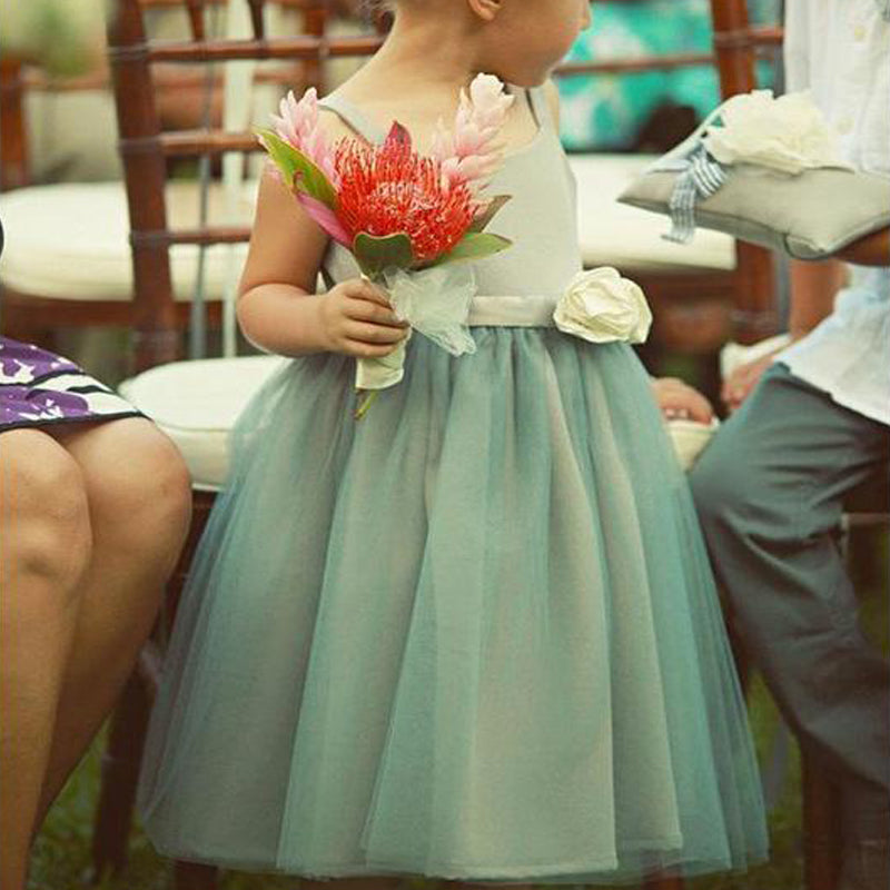 Blue Pink Tulle Cute Cheap Flower Girl Dresses FGS147 – AlineBridal