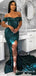 Green Off Shoulder Side Split Long Sequin Mermaid Prom Dresses, TYP1618